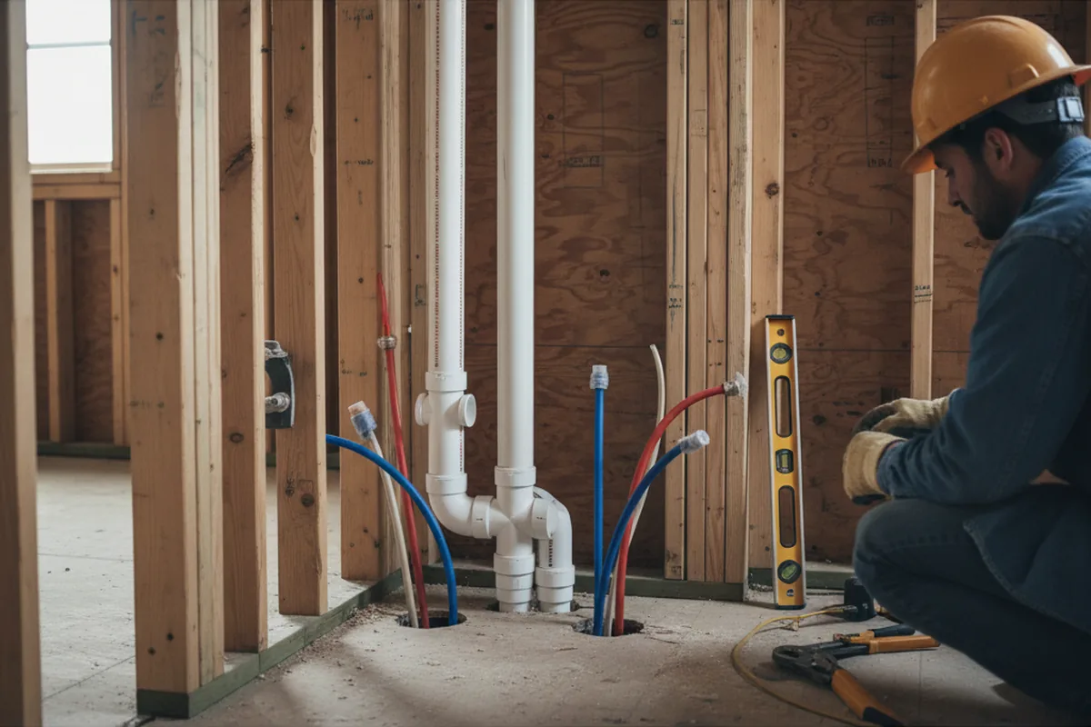 Drain and supply rough-in during Toilet Repair and Installation in Jamestown