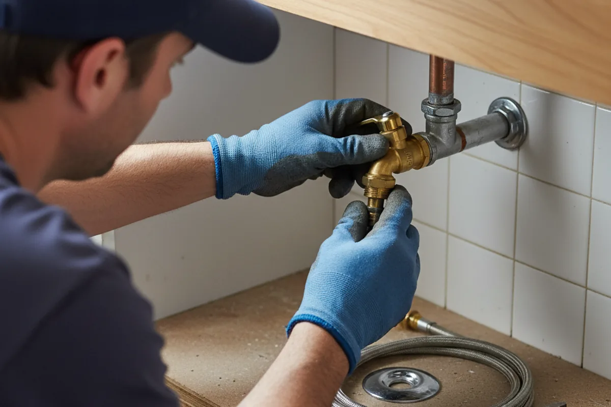 Shutoff valve and fitting work during Burst Pipe Repair in Jamestown